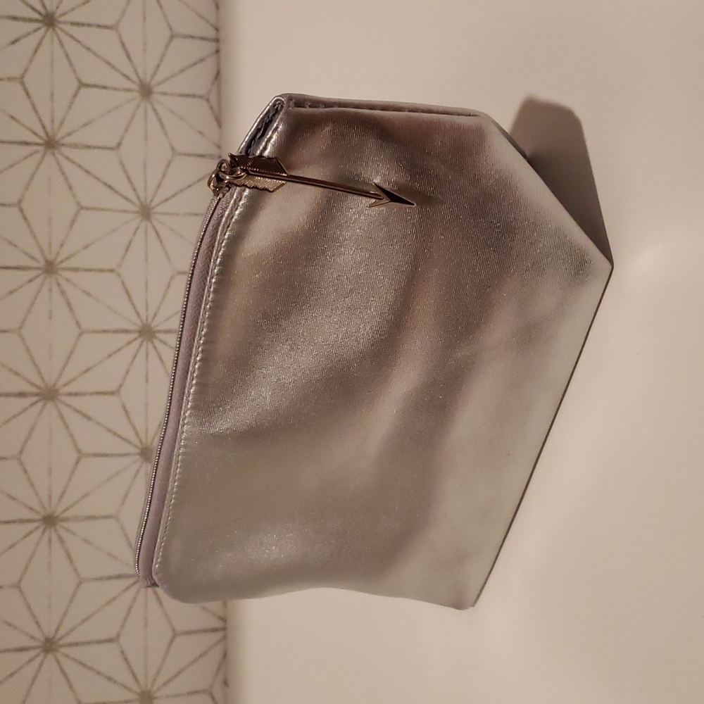 Silver makeup pouch